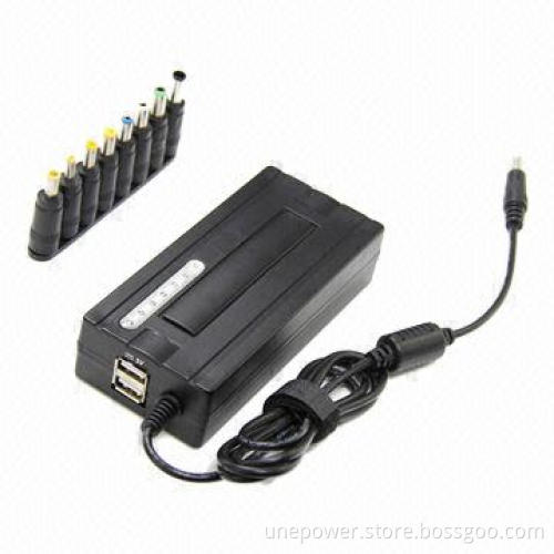 Universal Laptop AC Adapter 90W with 2 USB 5v 1a 8 Manual Switch DC Connectors Color Package